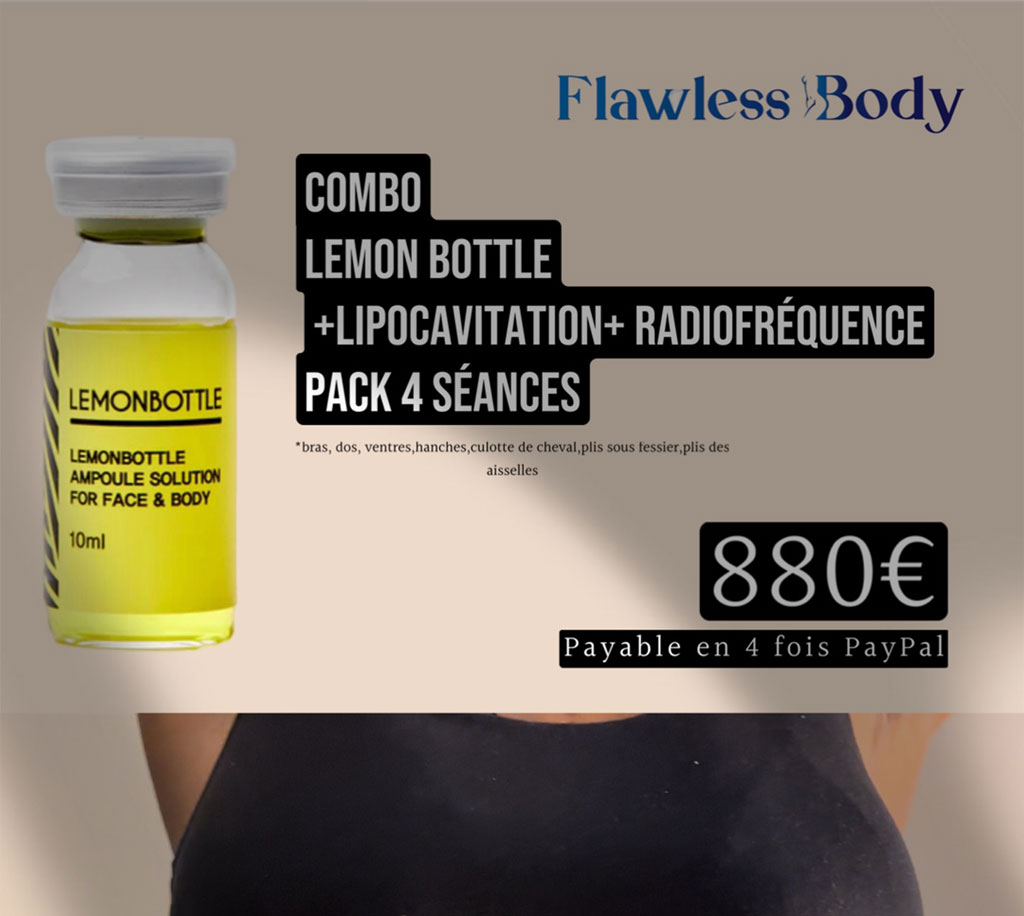 Combo – Lemon Bottle + Lipocavitation + Radiofréquences – Pack 4 Semaines